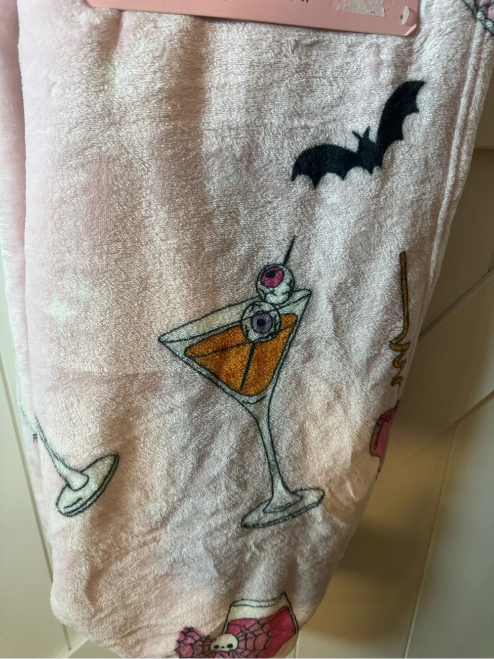 Juicy Couture Pink Plush Throw with Wine Glass Motif